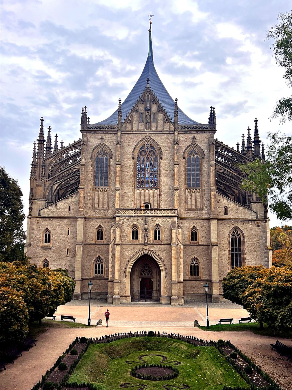 Front facade of St. Barbara's Cathedral in Kutná Hora, a UNESCO World Heritage Site
